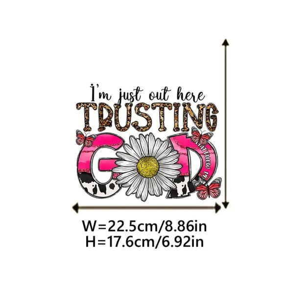 Fashion Graphic Print Out Here Trusting God Floral Design Trendy Canvas Tote Bag - Picture 3 of 4